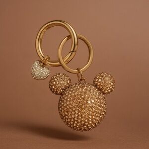 Gold Mickey Mouse Keychain with Rhinestones